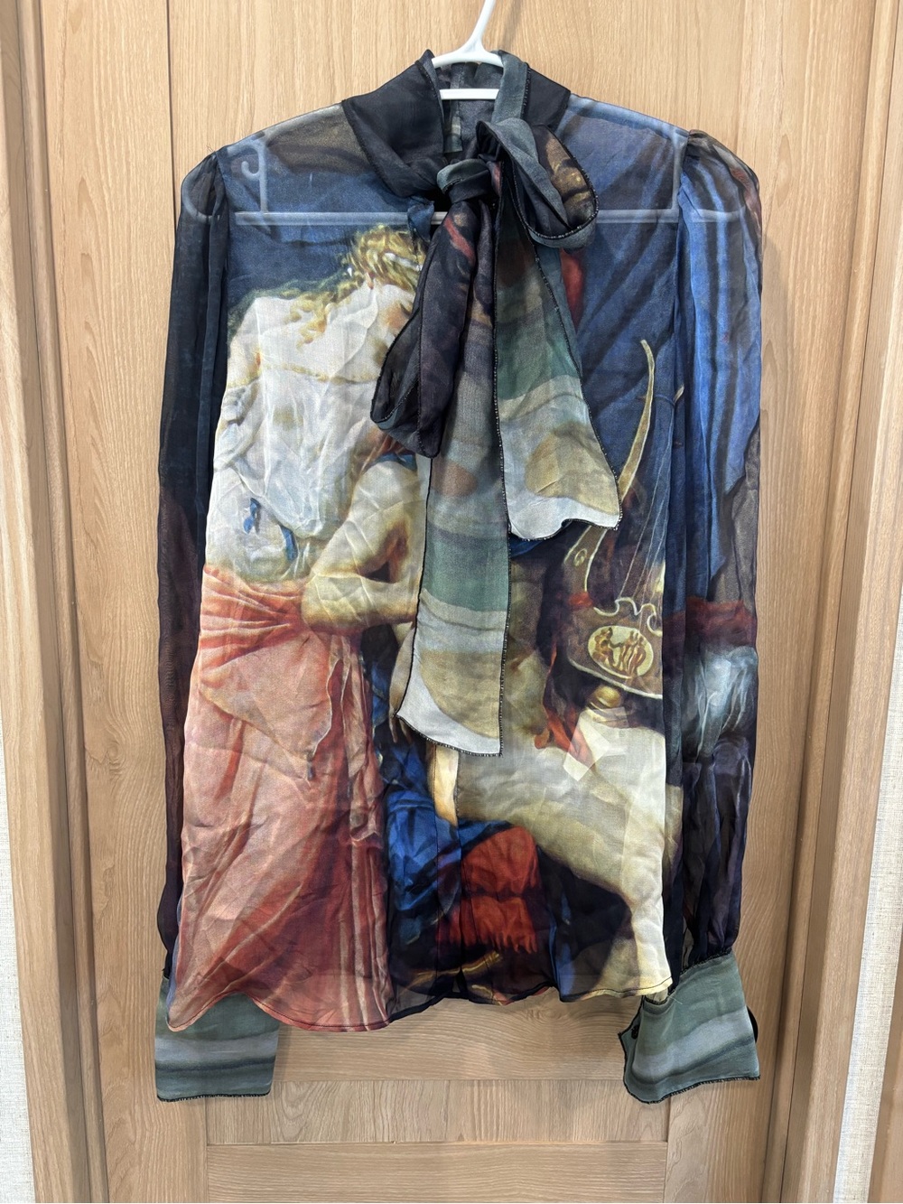 2000s Dolce & Gabbana 100% Silk Paris and Helen Love Painting Blouse Top Y2K